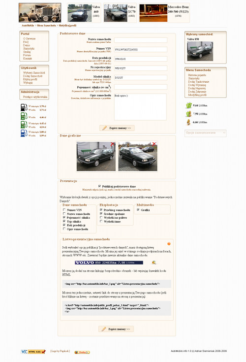 Przykladowy ekran automobilo.info